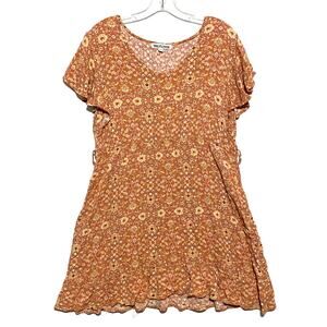 WallFlower Floral Dress Flutter Sleeve XXL Boho Prairie Cottagecore Cowgirl Y2K